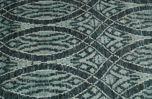 5x8 Hand Knotted Teal, Ivory and Blue Modern Style  Recycled Silk Area Rug