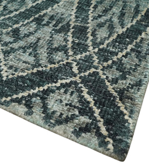 5x8 Hand Knotted Teal, Ivory and Blue Modern Style  Recycled Silk Area Rug