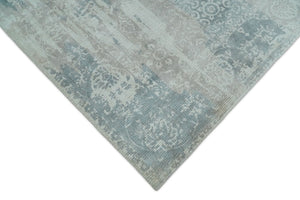 5.8x7.9 Modern Abstract Blue and Brown Hand Loom Wool Rug
