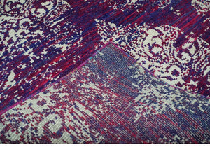 5x8 Purple, Maroon and Ivory Traditional Large Ikat Design Hand Knotted wool Area Rug