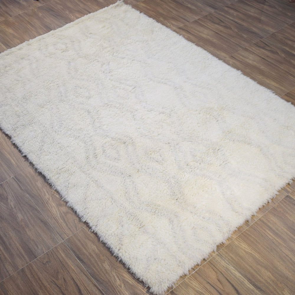 Beige and Charcoal Modern Handmade 5x8 Wool Area Rug