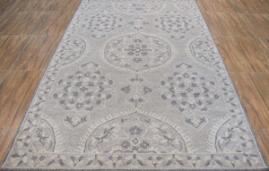 Gray Traditional Style Hand Tufted Wool 5x8 Area Rug