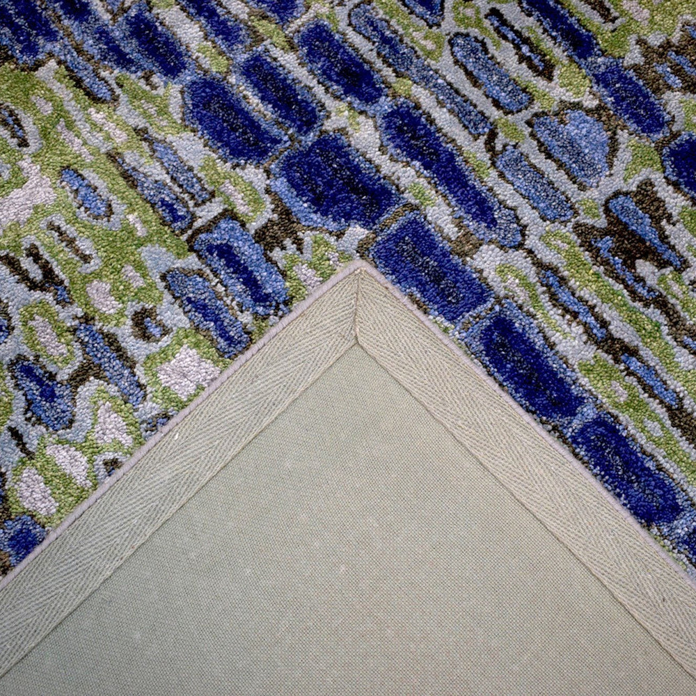 Hand Tufted 5x8 Modern Abstract Blue And Green Wool Area Rug