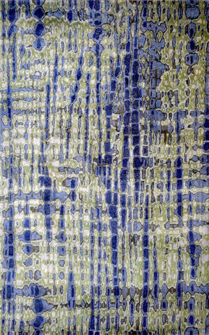Hand Tufted 5x8 Modern Abstract Blue And Green Wool Area Rug