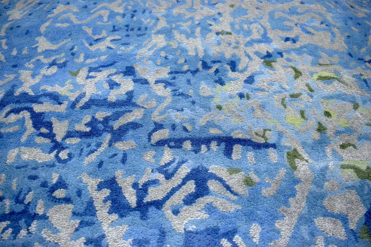 Blue Modern Style Hand Tufted Wool And Viscose 5x8  Area Rug