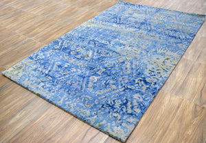 Blue Modern Style Hand Tufted Wool And Viscose 5x8  Area Rug