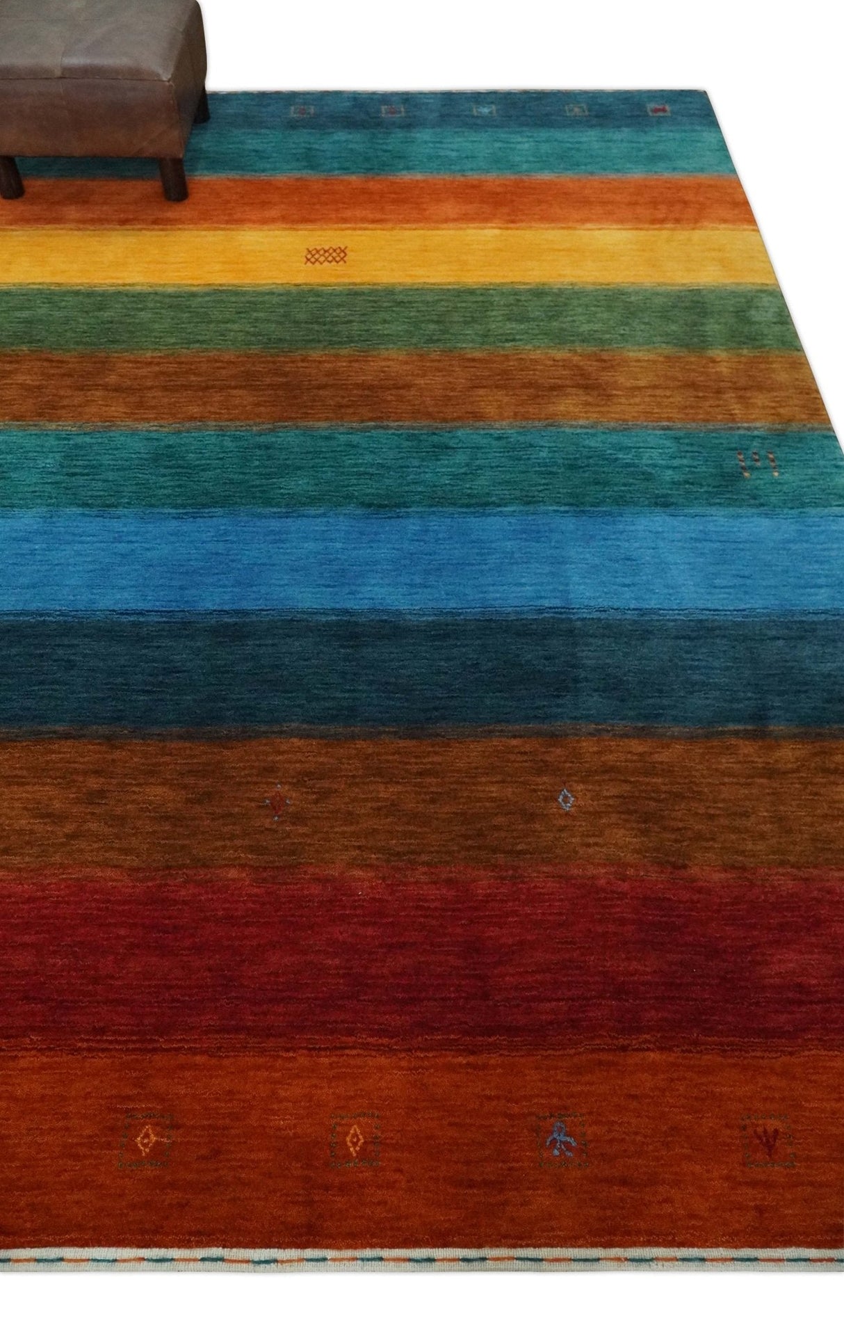 5x8 Multicolor Striped Wool Hand Woven Southwestern Lori Gabbeh Rug