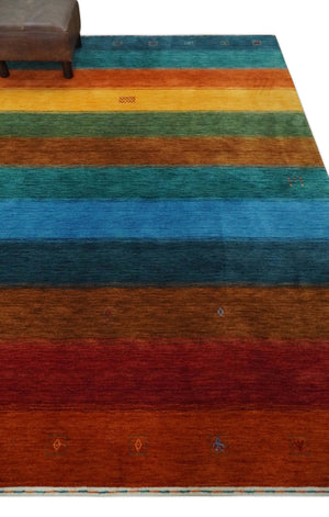 5x8 Multicolor Striped Wool Hand Woven Southwestern Lori Gabbeh Rug
