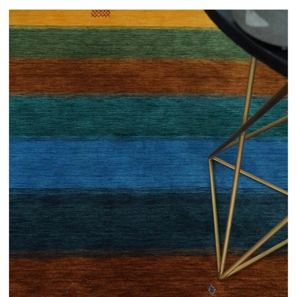 5x8 Multicolor Striped Wool Hand Woven Southwestern Lori Gabbeh Rug