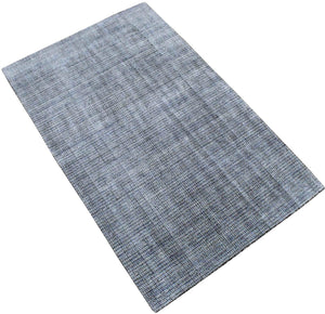 5x8 Silver and Black Modern Contemporary Hand Loom Viscose Area Rug