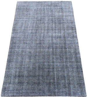 5x8 Silver and Black Modern Contemporary Hand Loom Viscose Area Rug