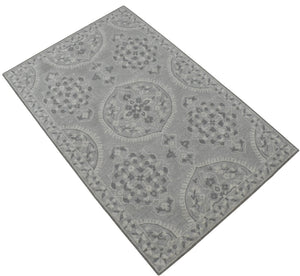 Traditional Silver and Gray Hand Tufted 5x8 Wool Area Rug