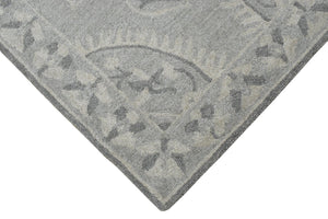 Traditional Silver and Gray Hand Tufted 5x8 Wool Area Rug
