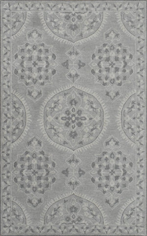 Traditional Silver and Gray Hand Tufted 5x8 Wool Area Rug