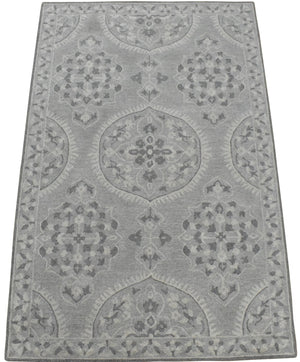Traditional Silver and Gray Hand Tufted 5x8 Wool Area Rug
