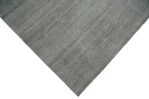 Modern Solid Gray Hand Woven 5x8 Wool and Viscose Rug