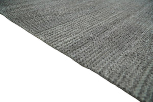 Modern Solid Gray Hand Woven 5x8 Wool and Viscose Rug