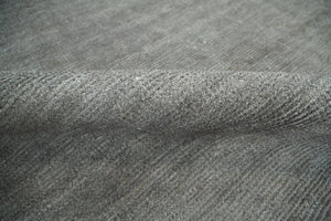 Modern Solid Gray Hand Woven 5x8 Wool and Viscose Rug