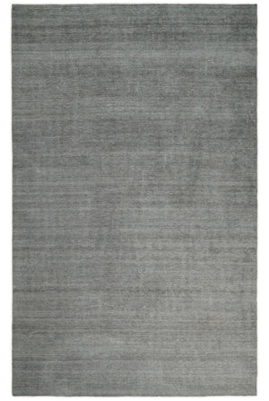 Modern Solid Gray Hand Woven 5x8 Wool and Viscose Rug