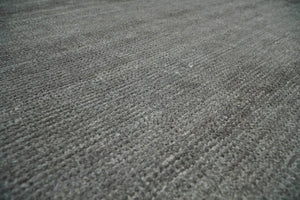 Modern Solid Gray Hand Woven 5x8 Wool and Viscose Rug
