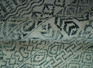 5x8 Teal and Silver Hand Knotted Southwestern Tribal Trellis wool Area Rug