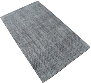 Modern Contemporary Black and White Hand Loom Wool 5x8 Area Rug
