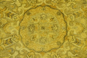 Gold Traditional Floral Design Hand Tufted Overdyed Wool Area Rug
