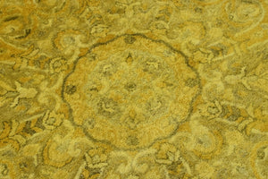 Gold Traditional Floral Design Hand Tufted Overdyed Wool Area Rug