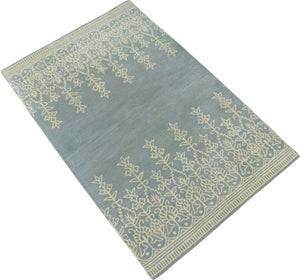 Hand Tufted 5x8 Gray And Beige Modern Style Wool Area Rug