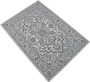 Gray and Silver Traditional Design Hand Tufted 5x8 Wool Area Rug