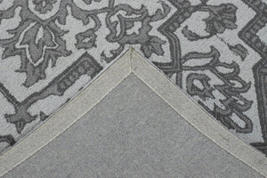 Gray and Silver Traditional Design Hand Tufted 5x8 Wool Area Rug