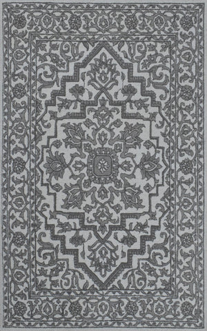 Gray and Silver Traditional Design Hand Tufted 5x8 Wool Area Rug