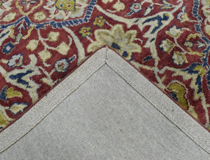 Traditional Red and Camel Hand Tufted 5x8 Wool Area Rug