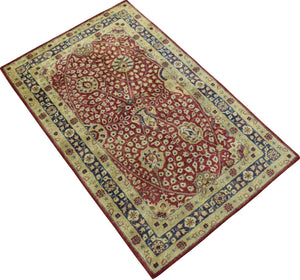 Traditional Red and Gold Hand Tufted 5x8 Wool Area Rug