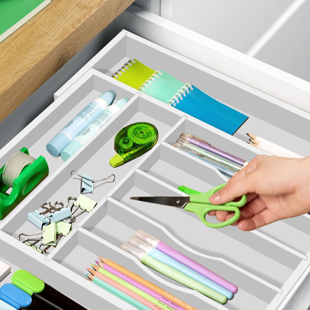 Silverware Drawer Organizer, White (9 Slots)