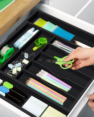 Silverware Drawer Organizer Black 9 Slots