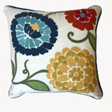18x18" Embroidered Floral Boho Floral Throw Pillow Decorative Cover