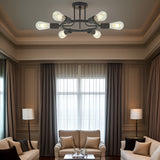 6 Light Modern Sputnik Lights Semi Flush Mount Ceiling Light Black Finished - Tuesday Morning - Ceiling Lights