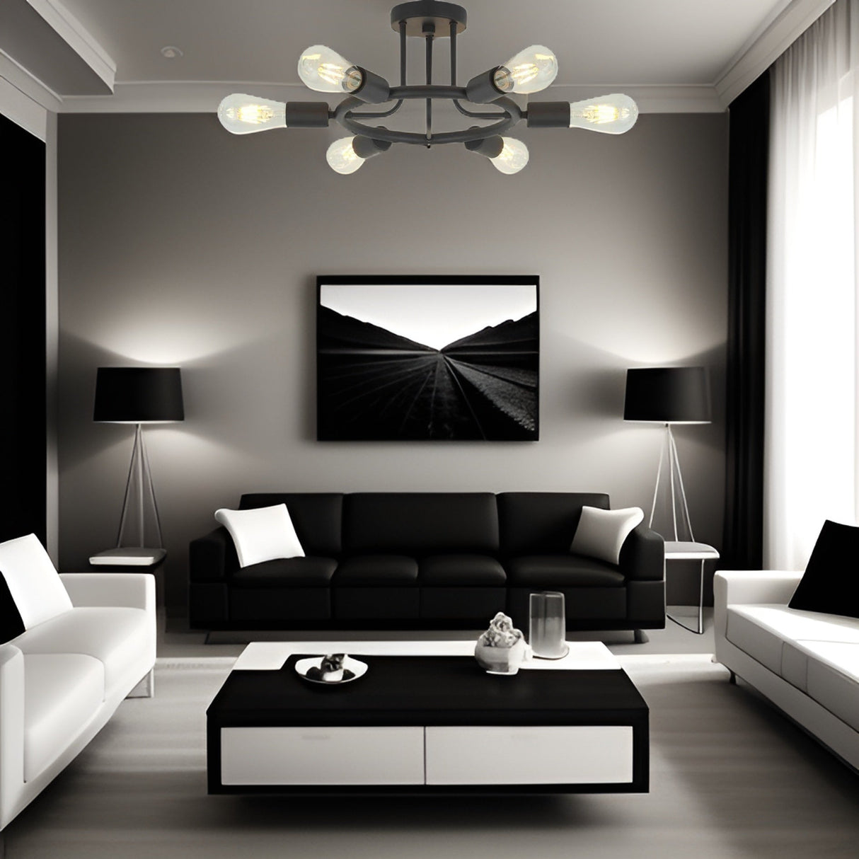 6-light-modern-sputnik-lights-semi-flush-mount-ceiling-light-black-finished-Ceiling-Light-Fixtures