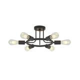 6 Light Modern Sputnik Lights Semi Flush Mount Ceiling Light Black Finished - Tuesday Morning - Ceiling Lights