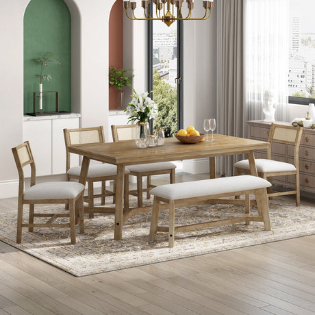 6 - Piece Dining Set with Rectangular Table and 4 Upholstered Chairs - Dining Room Sets
