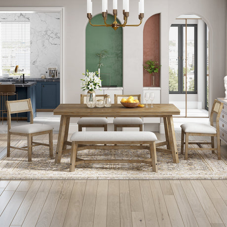 6 - Piece Dining Set with Rectangular Table and 4 Upholstered Chairs - Dining Room Sets