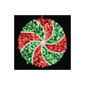 6" Sequin Peppermint Ornament: Red/Green