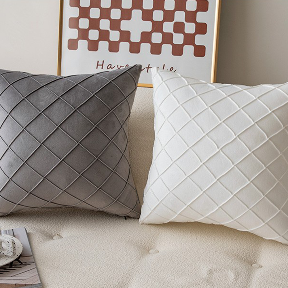 20''x20'' Quilted Velvet Throw Pillow  | 6 Colors – Soft & Stylish Diamond Stitch Design | Modern Couch & Bedroom Accent | Insert Included