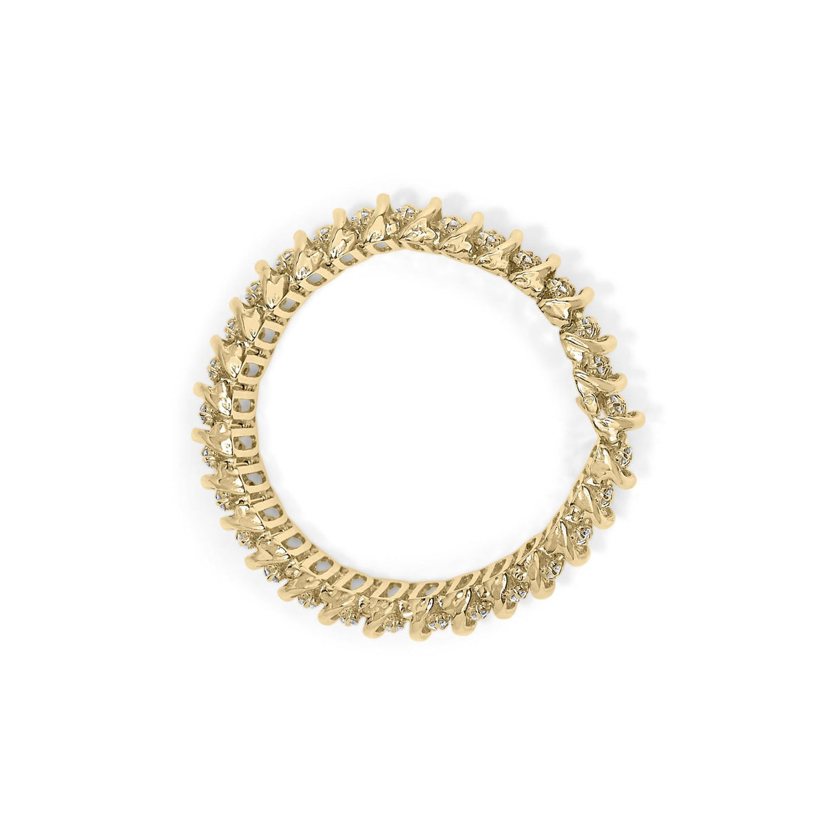 10K Yellow Gold 15.0 Cttw Diamond S Shaped Wave Link Two Tone 7” Tennis Bracelet (J-K Color, I2-I3 Clarity)