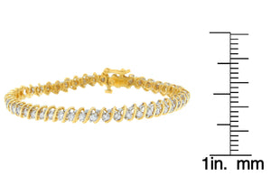 18K Yellow Gold Round Cut Diamond Spiral Link Bracelet (2.00 cttw, I-J Color, I1-I2 Clarity)