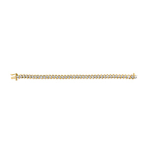 18K Yellow Gold 4.0 Cttw Round-Cut Diamond S-Link 7" Inch Tennis Bracelet (I-J Color, SI1-SI2 Clarity)