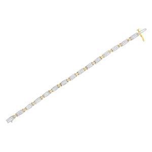 14K Two-Tone Gold Princess and Baguette-Cut Diamond Link Bracelet (3.00 cttw, H-I Color, SI1-SI2 Clarity)