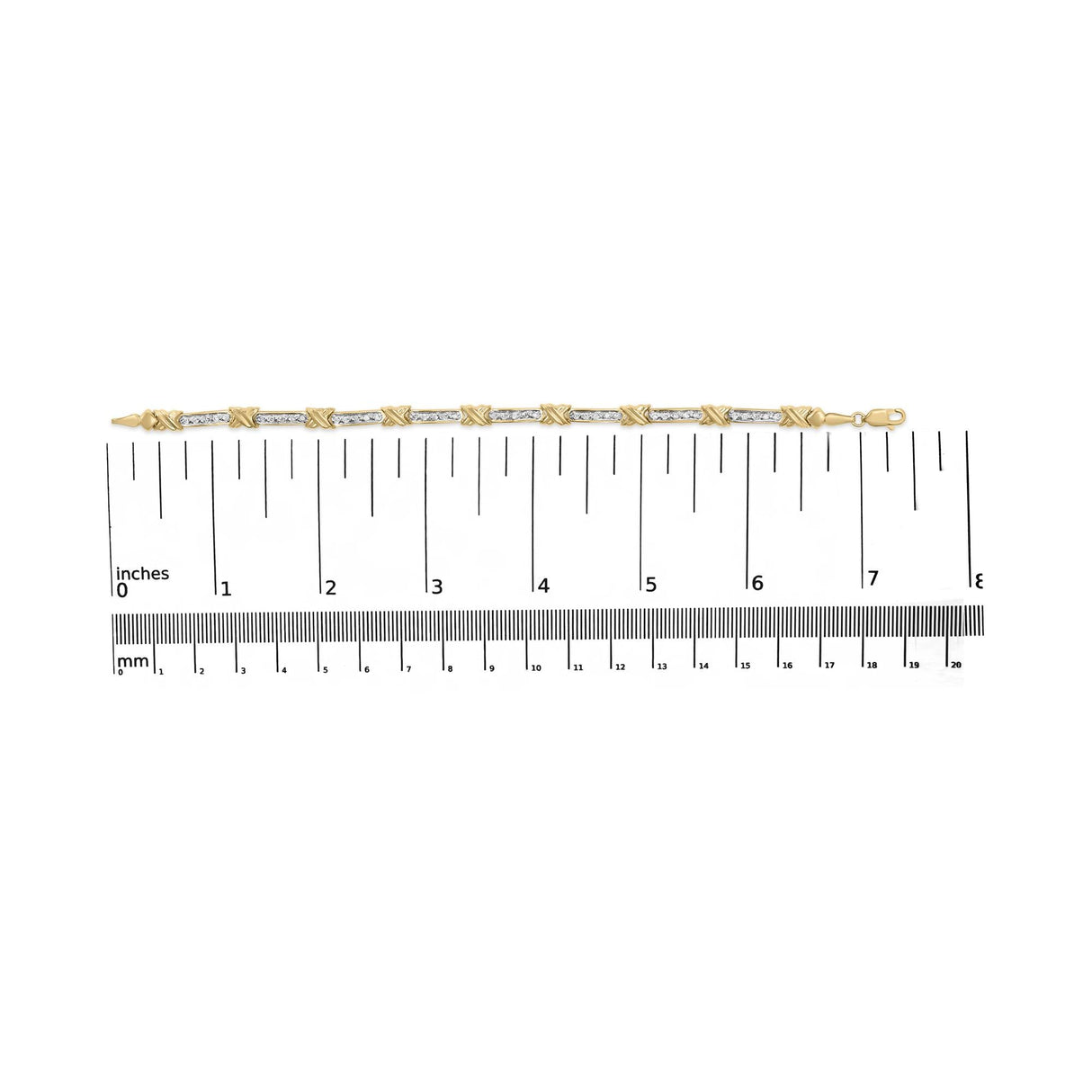 10K Yellow Gold 1/2 Cttw Diamond X-Link 7" Bracelet (I-J Color, I1-I2 Clarity)