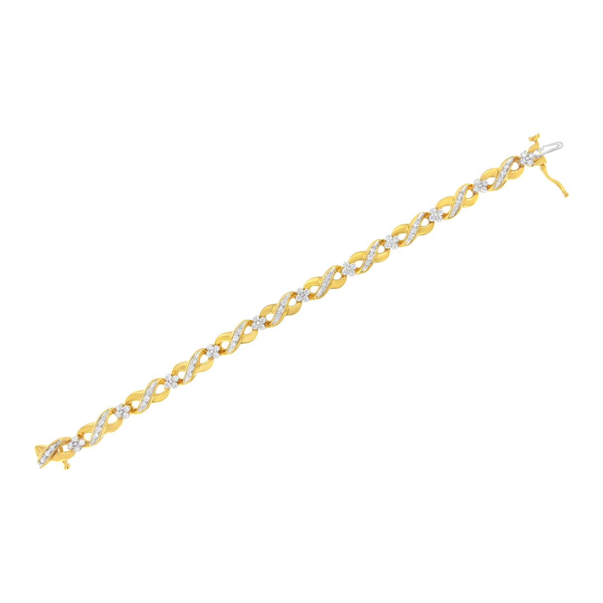 10K Yellow Gold Round-Cut Diamond Infinite Love Bracelet (1.00 cttw, I-J Color, I2-I3 Clarity)